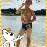 Reksio na plaży